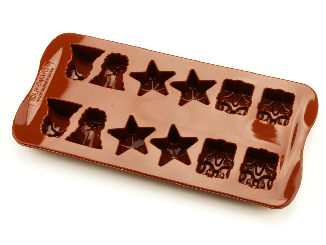 Silikomart Silikon-Pralinenform „Weihnachten“ – nachhaltige GREENLINE-Edition für edle Pralinen & Mini-Desserts