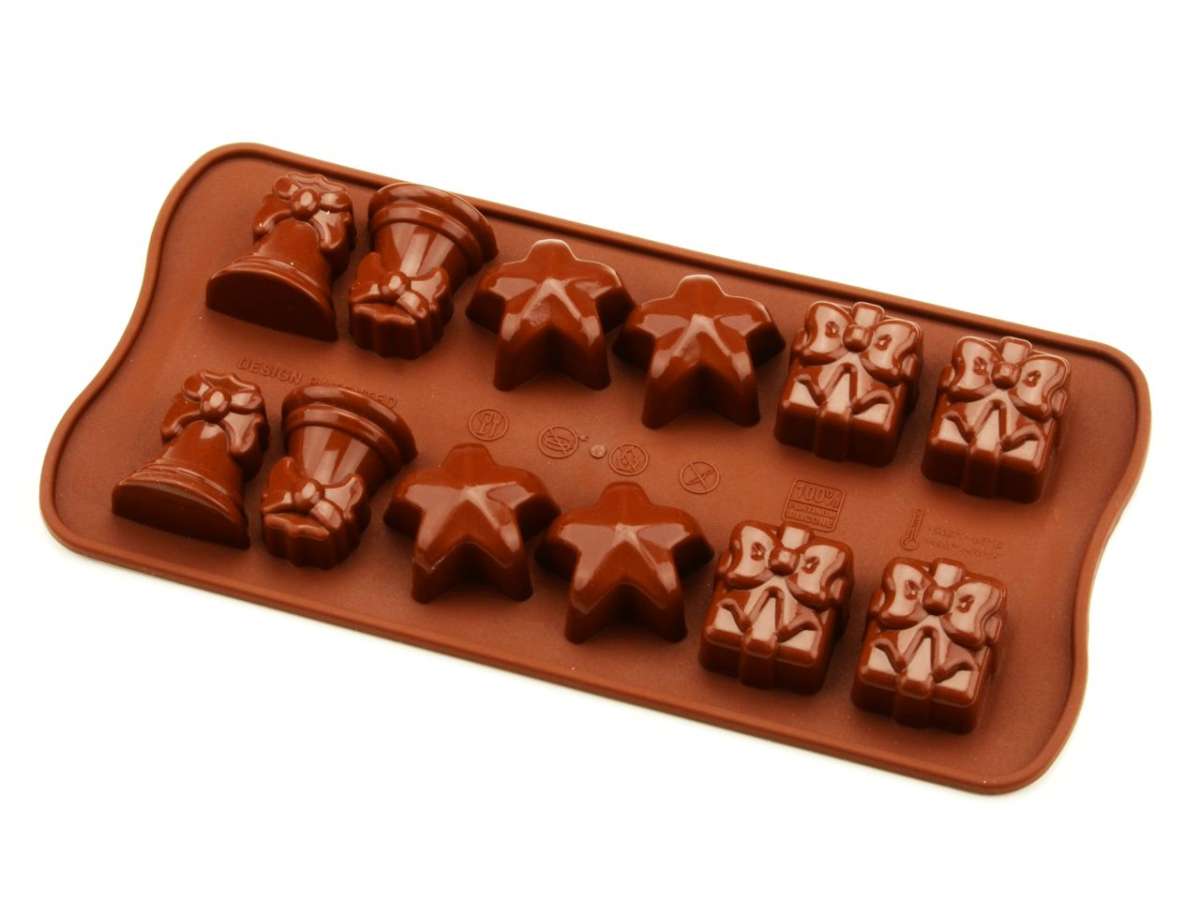 Silikomart Silikon-Pralinenform „Weihnachten“ – nachhaltige GREENLINE-Edition für edle Pralinen & Mini-Desserts