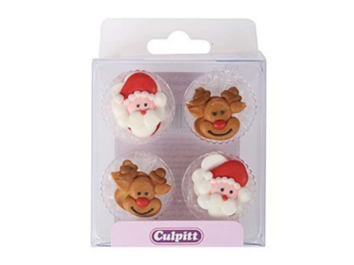 Culpitt Zuckerdekor Weihnachtsmann & Rudolph – 12 Stück (2,5 cm)