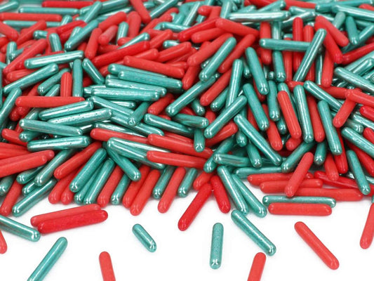 Zucker-Stäbchen „Jingle Rods“ Rot & Grün – Weihnachtsdeko für Torten, Cupcakes & Plätzchen (100g)